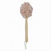 Trade Shop - Spazzola Doccia Lava Schiena Spugna A Rete Rosa Esfoliante Manico In Legno 79595 -