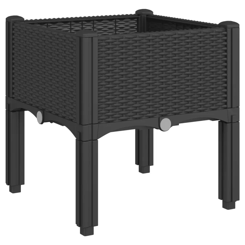 Fioriera | Cassetta per fiori | Vaso da Giardino con Gambe Nera 40x40x42 cm in PP