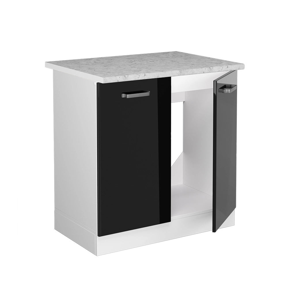 Vicco Base per lavello Nero lucido 80 cm con ante, con piano di lavoro