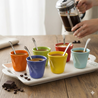 Set 6 Tazzine da caffè Accartocciati in Gres + Cucchiaini Kaleidos Multicolor