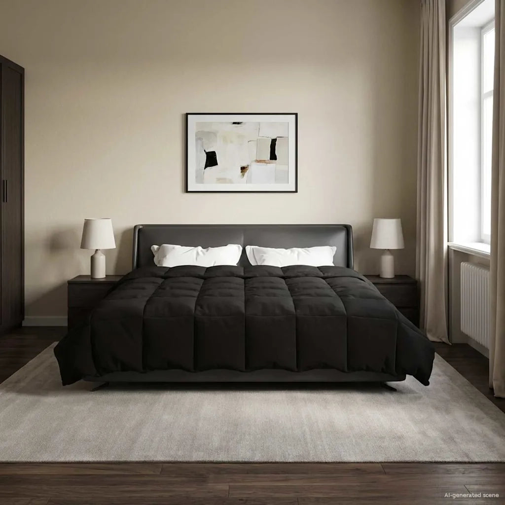 Piumone Completo Annuale Nero 220 x 260 cm Microfibra