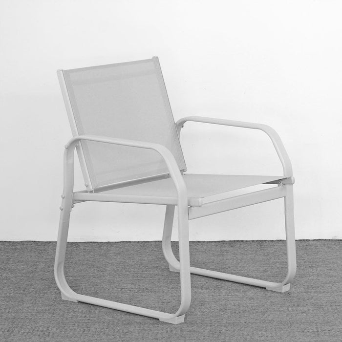 Set Salotto da Giardino Divano 2 Poltrone e Tavolino in Acciaio Ecosteel Grigio