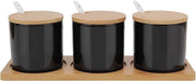 Tazza da zucchero in ceramica con coperchio in bambù - Moderna e funzionale - Nero