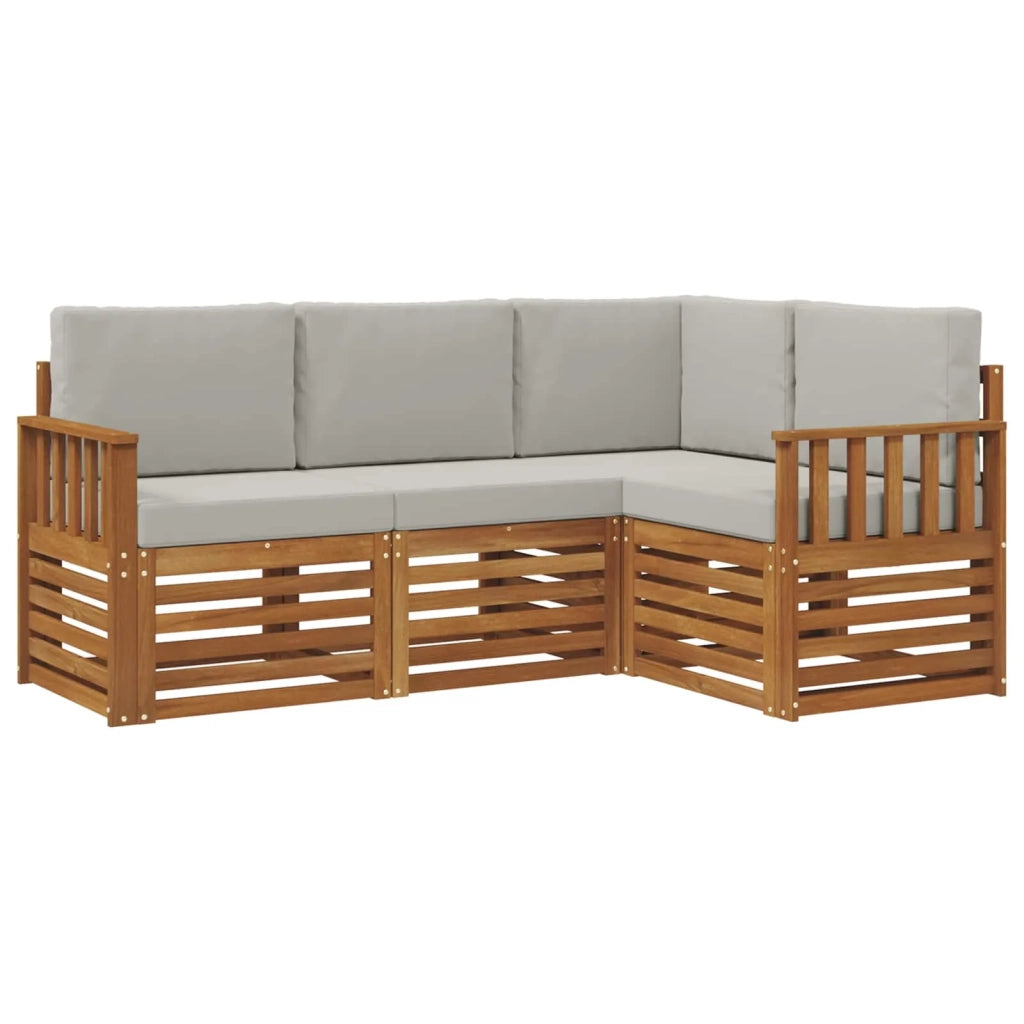 Set divani con cuscino 4 pcs Grigio Naturale e Chiaro 3374721