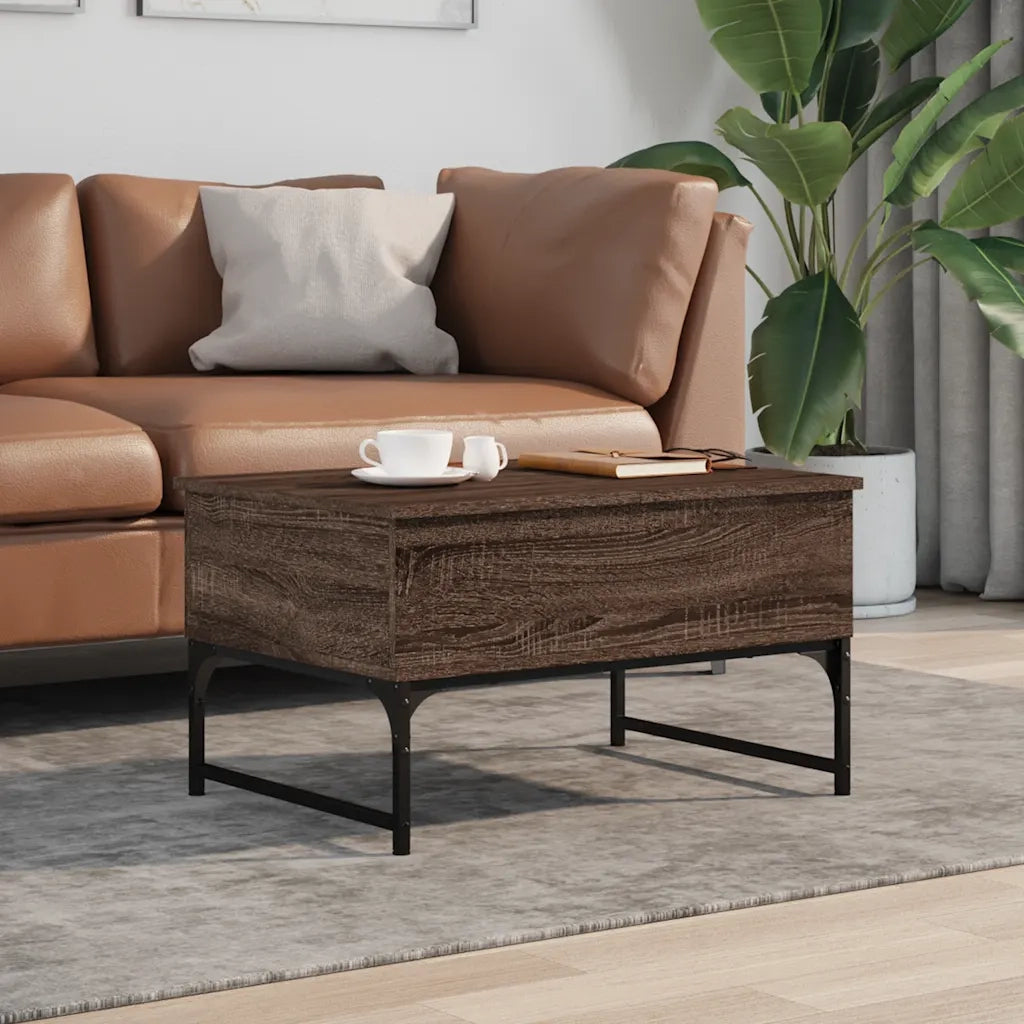 Tavolino Salotto Rovere Marrone 70x50x40cm Multistrato Metallo 845375