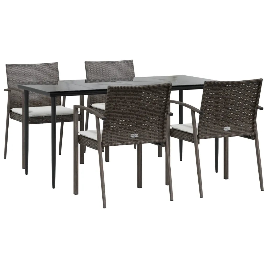 Set Pranzo da Giardino 5pz con Cuscini in Polyrattan e Acciaio 3186977