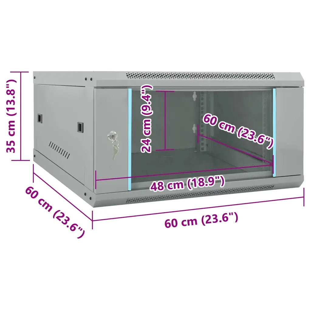 vidaXL Armadietto di rete Grigio 60 x 60 x 35 cm Acciaio