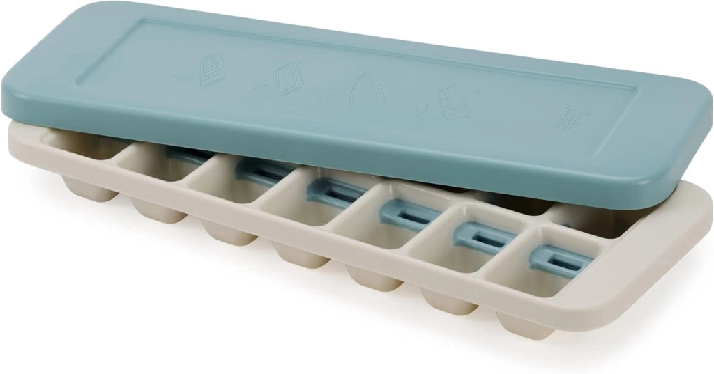 Joseph Joseph Duo QuickSnap Stampo per Ghiaccio in Plastica, Facile da rilasciare e riutilizzabile, con coperchio, Salvaspazio ed Impilabile, Blu