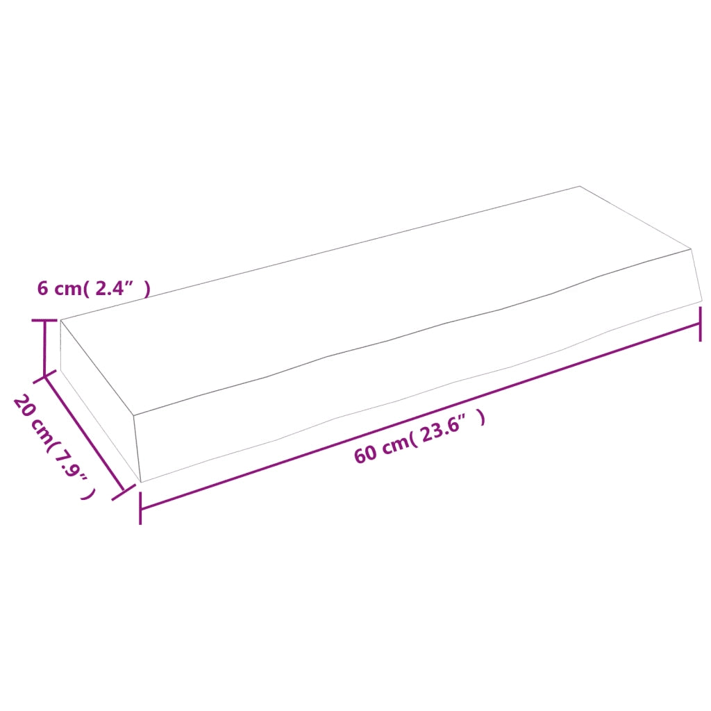 Ripiano Muro Marrone Chiaro 60x20x6 cm Massello Rovere Trattato 363643