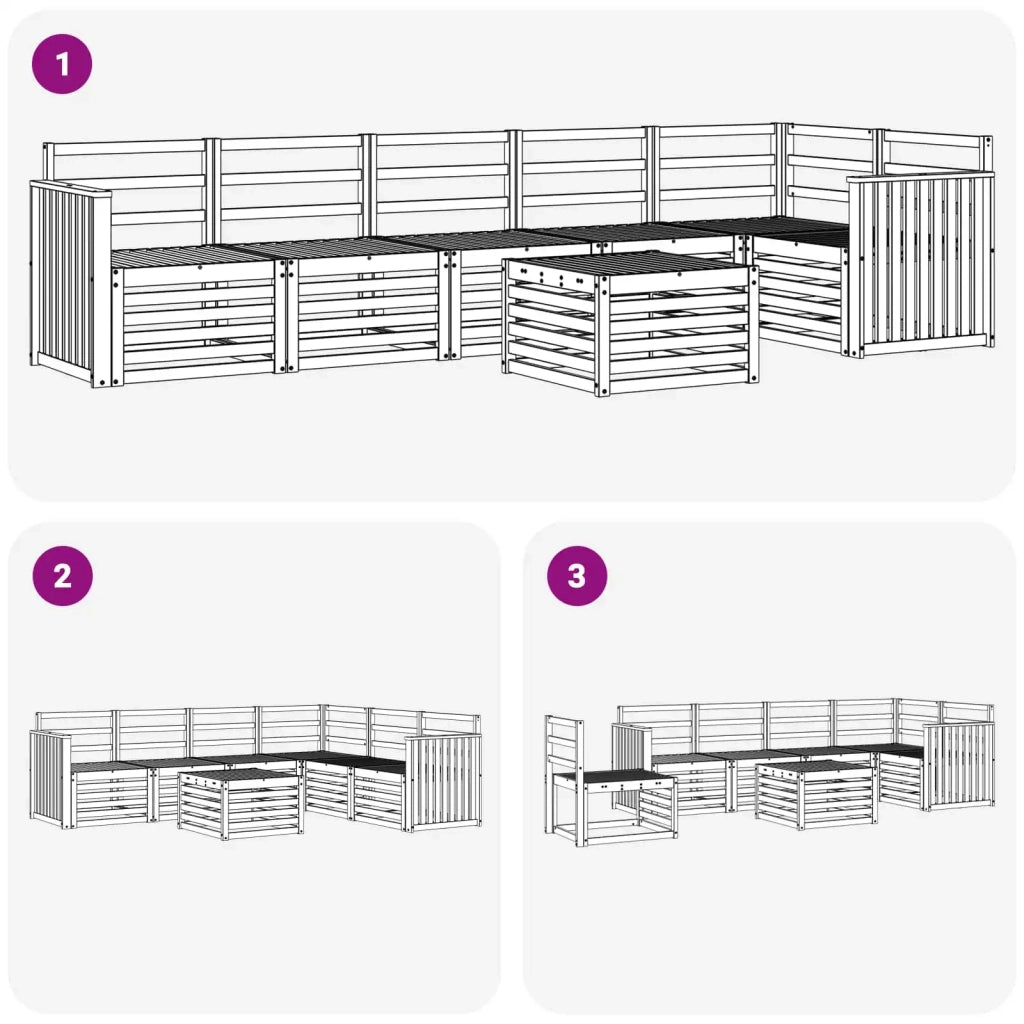 Set di divani da esterno 7 pcs Bianco 59 x 59 x 37 cm 3391949