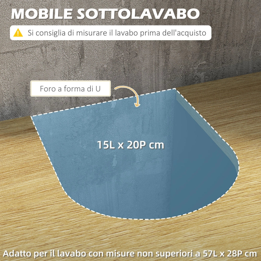 Mobile Sottolavello da Bagno 60x30x60 cm in Truciolato e MDF Grigio
