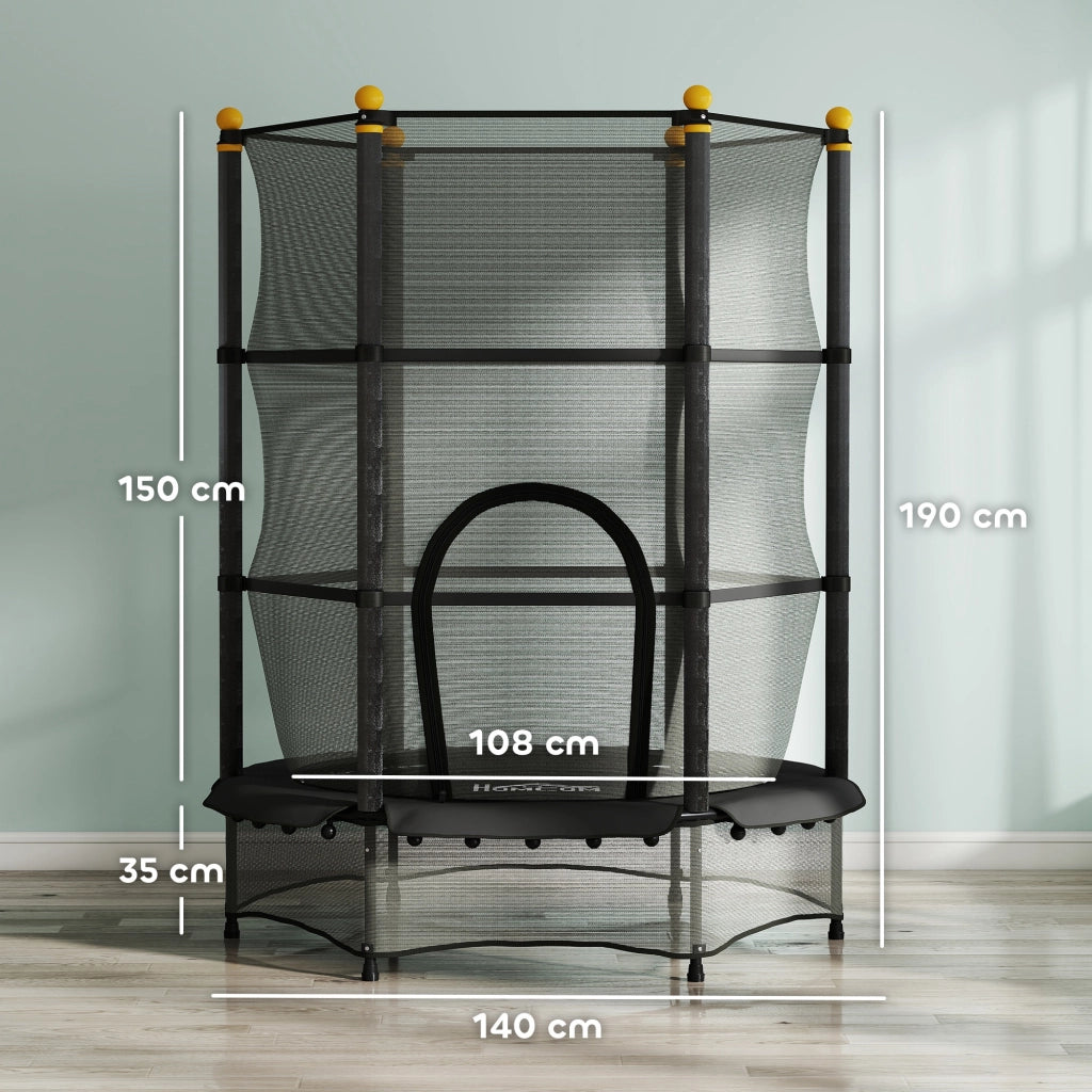 Trampolino per bambini ¨C zephmum ¨C ?140 cm, con rete di sicurezza, nero