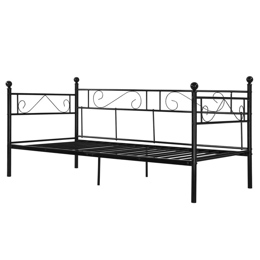 Struttura Divano con Zona di Riposo 90x200 cm Letto Singolo in Acciaio Nero [en.casa]