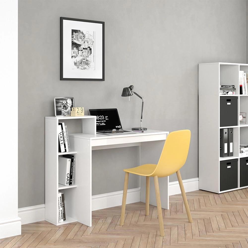Scrivania con ripiani Leo, Bianco, 110 x 40 cm