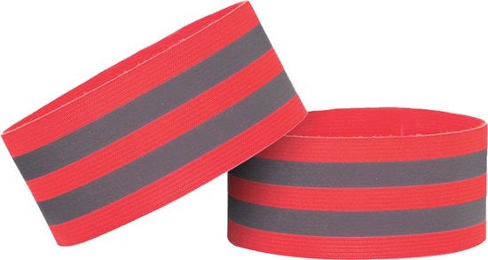 4 strisce di fascia di sicurezza riflettente - 5x35 cm Fascia di sicurezza riflettente regolabile - Strisce di sicurezza elastica riflettente - Adatta per jogging, ciclismo e camminata all'aperto - rosso - 35*5cm