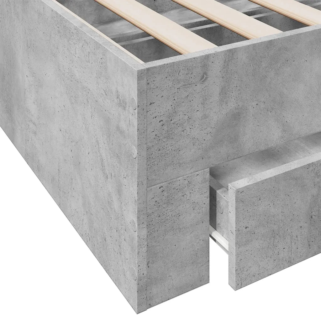 Giroletto Cassetti-Struttura Letto con contenitore Grigio Cemento 75x190 cm Legno Multistrato 632231