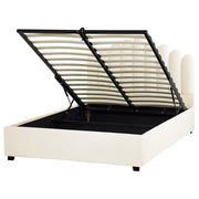 Letto contenitore matrimoniale rete a doghe velluto bianco sporco 140 x 200 testiera a conchiglia
