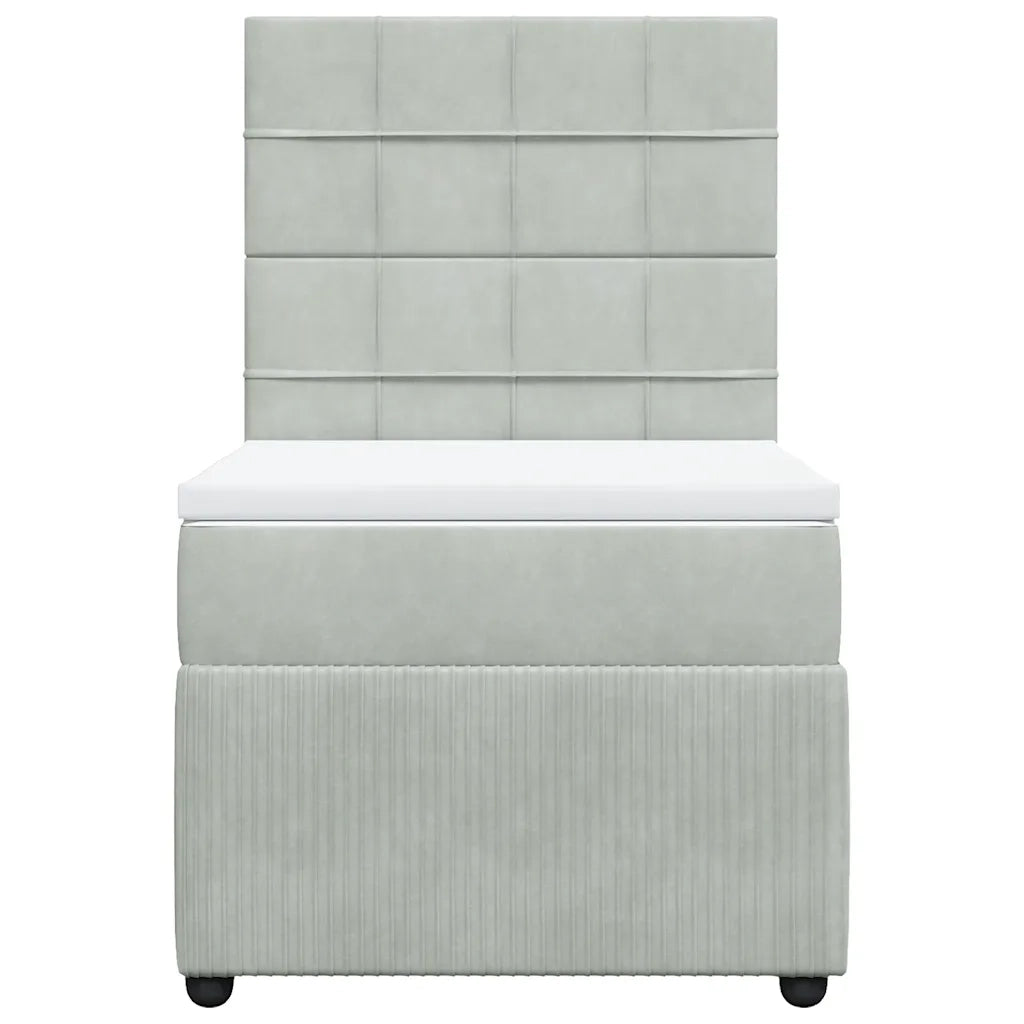 Giroletto a Molle con Materasso Grigio Chiaro 90x190 cm Velluto