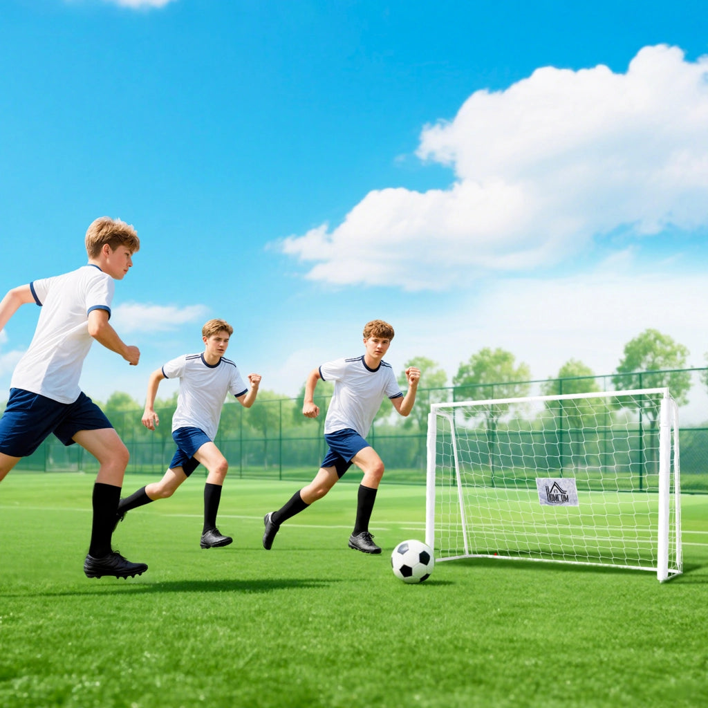 Portiere da Calcio con Rete e Supporto Metallo ¨C zephmum ¨C Bianco 186x62x123 cm