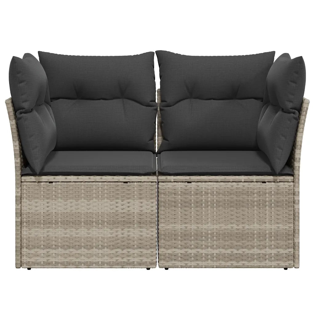 Divano da Giardino con Cuscini 2 Posti Grigio Chiaro Polyrattan