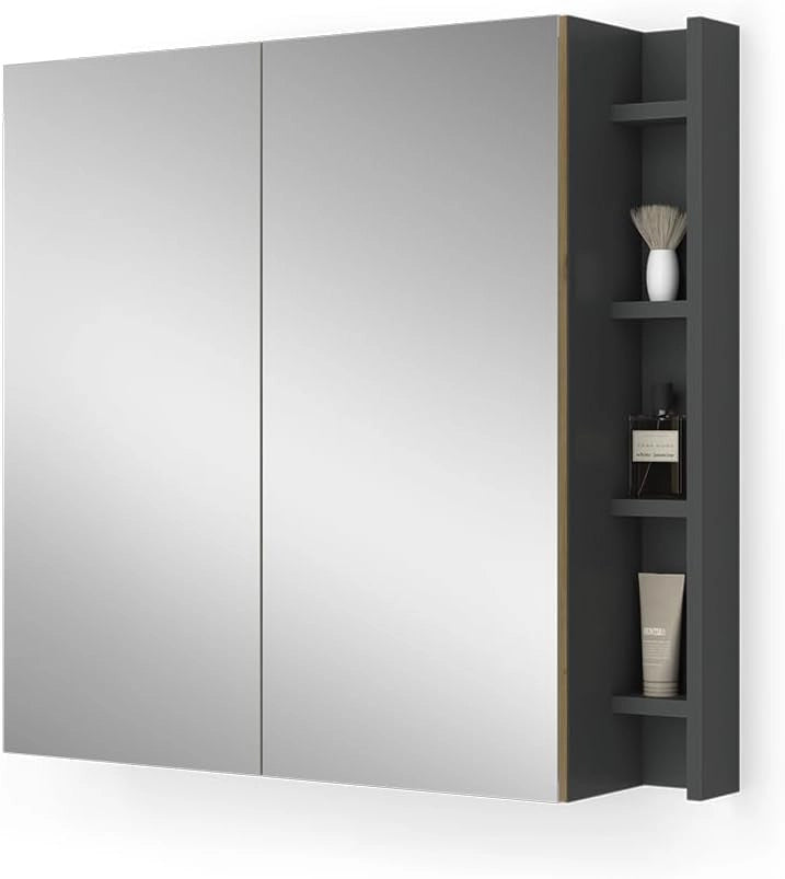 Specchio contenitore bagno Edelin, Artigiano, 80 x 75 cm con ripiani