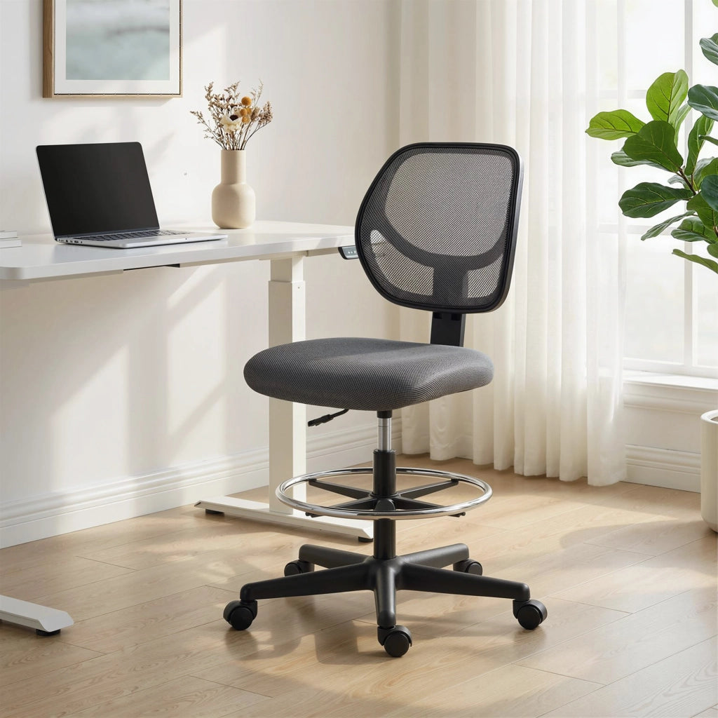 Poltrona da ufficio ergonomica con poggiapiedi ¨C zephmum ¨C grigio scuro