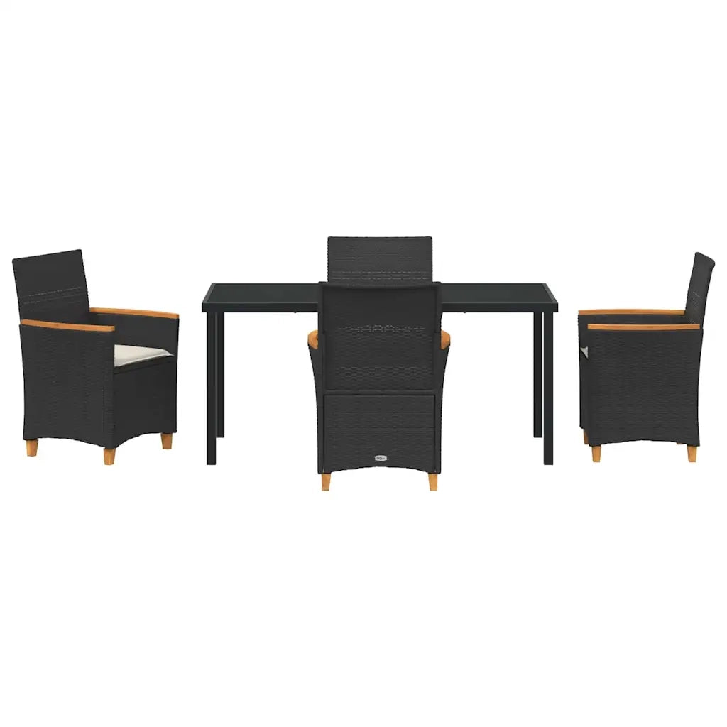 Set da Pranzo per Giardino 5 pcs Nero polyrattan 3381089