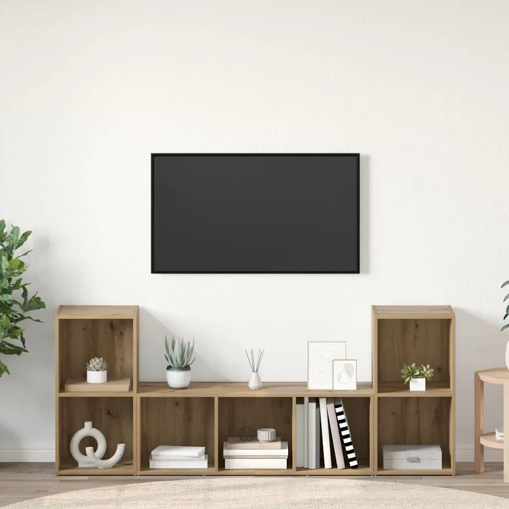 vidaXL Mobile TV 3 pcs Marrone 107 x 35 x 37 cm Legno multistrato