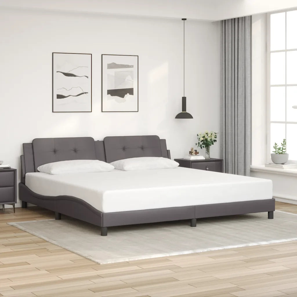 Giroletto con Testiera Grigio 200x200 cm in Similpelle