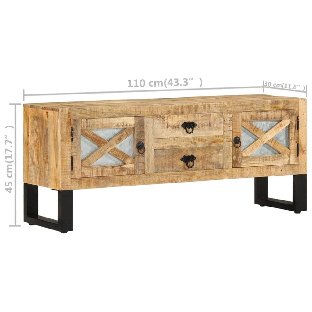 Mobile TV multimediale scaffale TV mobile TV sala da pranzo soggiorno camera da letto 110 x 30 x 45 cm legno di mango marrone grezzo 02_0025743