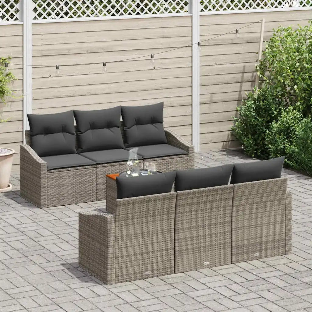 Set Divano da Giardino 7 pcs Grigio polyrattan 3356445