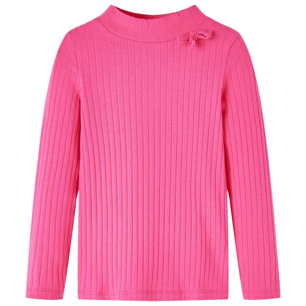 Maglietta da Bambina a Maniche Lunghe a Costine Fucsia 92cod mxl 84122