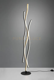 BLAZE PIANTANA LED  28W 3250lm, 2300+3000+4000K ONDULATA METALLO OTTONE E NERO DIMMERABILE CON INTERRUTTORE H. 138CM