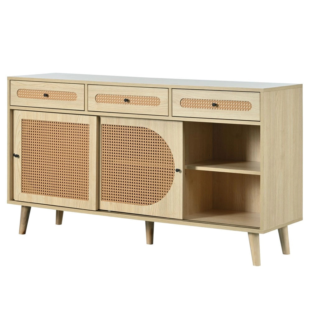 Credenza legno con ante scorrevoli, cassetti e ripiani ¨C MINIMAL ¨C 140 cm
