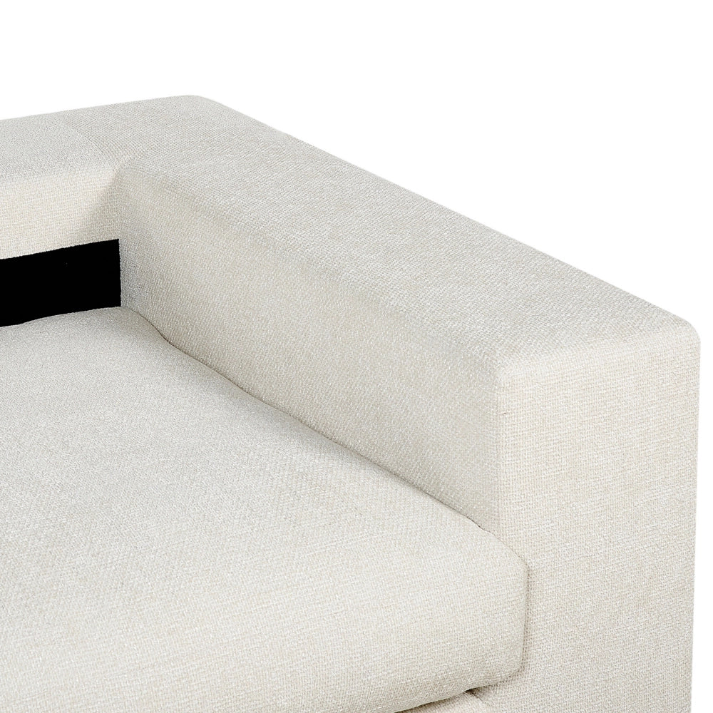 Divano 3 posti in tessuto di poliestere bianco sporco 240 cm x 120 cm x 61 cm con schienale e braccioli soggiorno moderno
