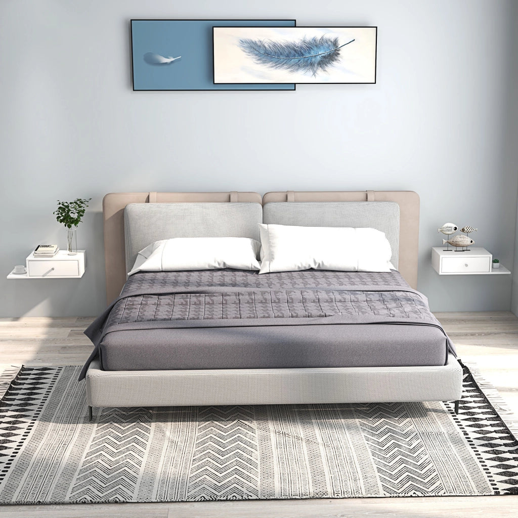 Tavolini da notte a muro ¨C zephmum ¨C 2 pezzi, MDF bianco, 55x30x15 cm