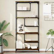 Libreria-Scaffale per Libri-Mobile di Stoccaggio Rovere Fumo 81x36x176 cm in Legno Multistrato