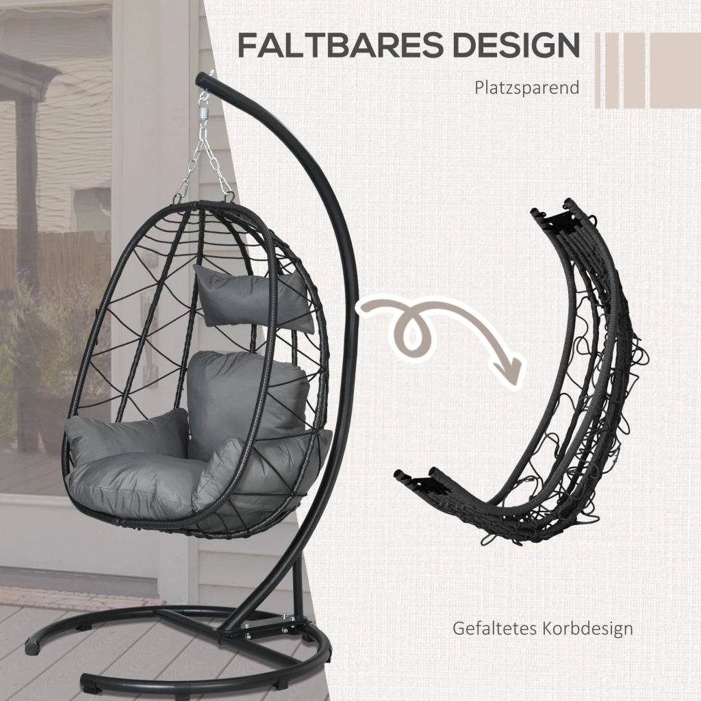 SEDIA SOSPESA 102x102x195 cm Nero con struttura in acciaio