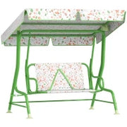 Dondolo per Bambini da Esterno a 2 Posti con Tettuccio Regolabile e Cinture di Sicurezza, 112x75x120 cm, Verde