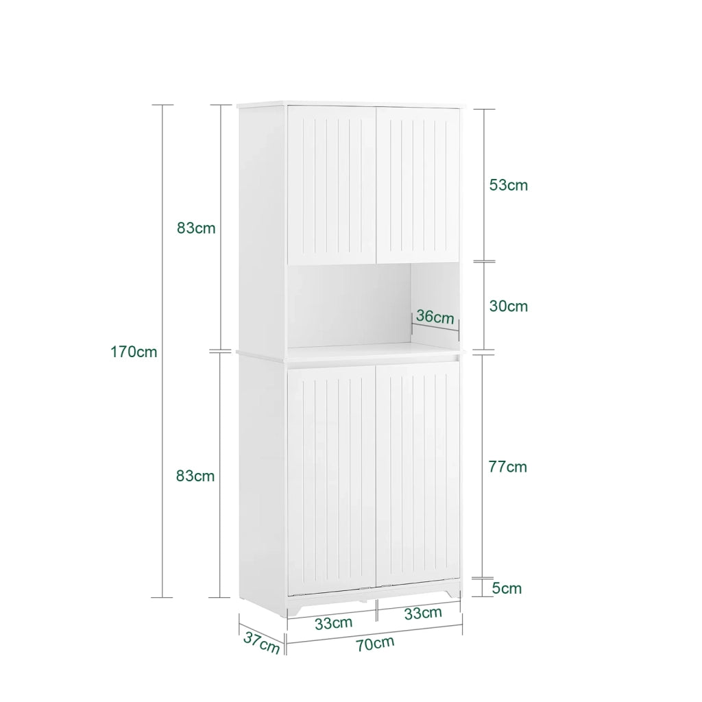 Mobile alto con 2 cesti portabiancheria da bagno, Armadio da terra, Bianco 70x37x170cm BZR150-W