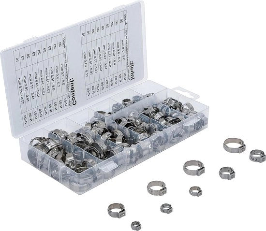 Assortimento di viti a gomito in acciaio inox 58-21 mm 170-dlg. - per auto motociclo giardinaggio irrigazione