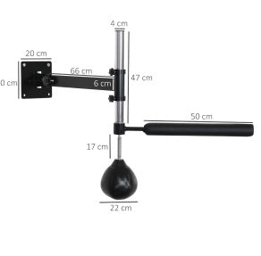 supporto da boxe a parete 79x72x20 cm in acciaio nero， regolabile e pieghevole