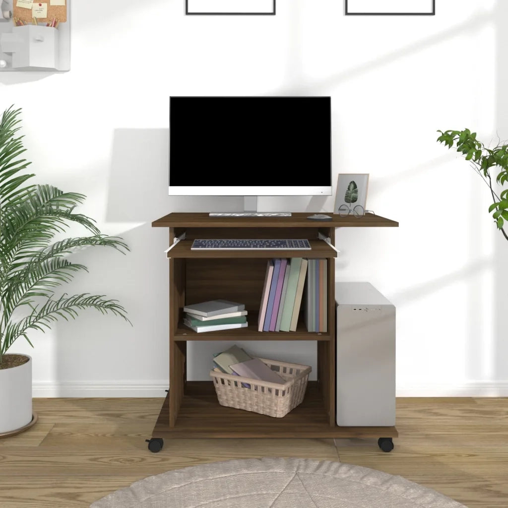 Scrivania Computer Rovere Marrone 80x50x75 cm Legno Multistrato 815545