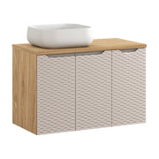 Set mobili bagno 90 cm con piano e lavabo da appoggio Nika Ocean Beige 90 x 1401 x 46 cm