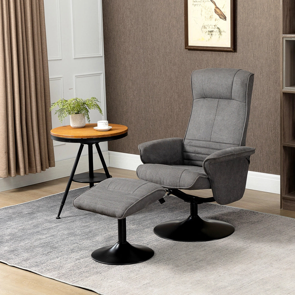Poltrona Relax con Poggiapiedi e Schienale Regolabile ¨C Zephmum ¨C Grigio Scuro 69x71x104