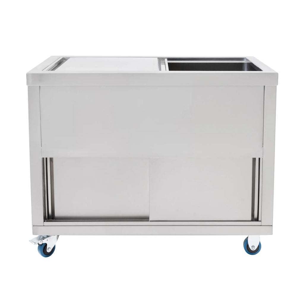 Carrello Portaghiaccio Mobile 109L con Ruote 100cm Coperchio Diviso e Vano