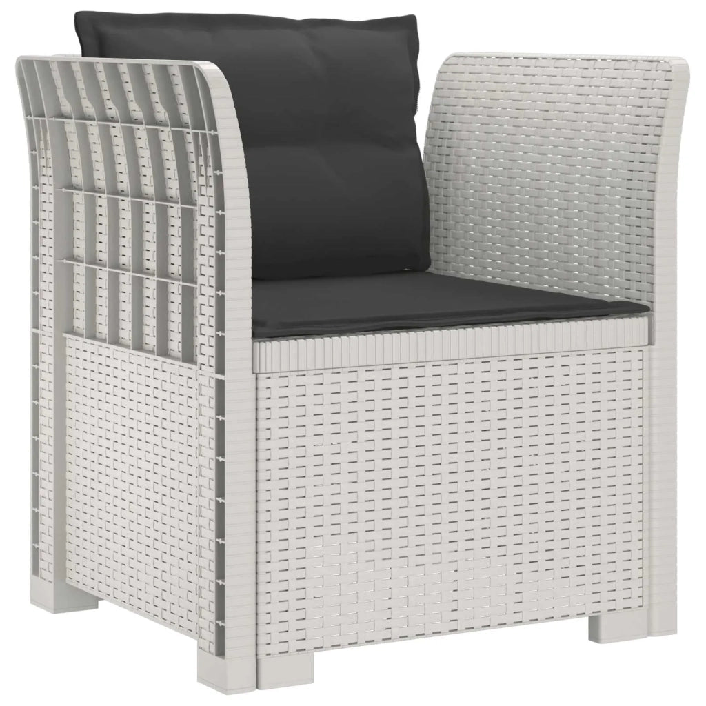 Sedia da giardino-Poltrona a 1 Posto con Cuscini Aspetto Rattan PP Bianco 700327