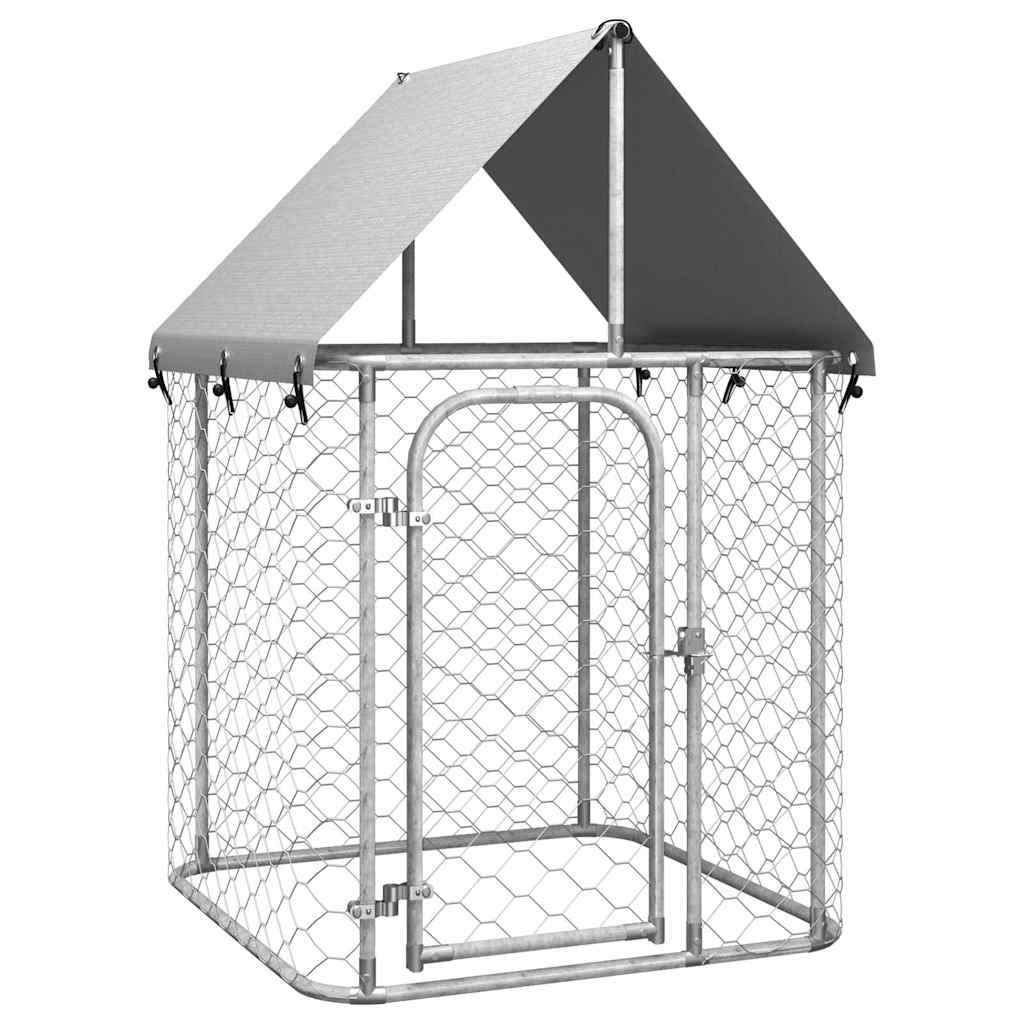 Cuccia/gabbia/recinto per animali domestici da esterno con tetto 100 x 100 x 150 cm argento 02_0041904