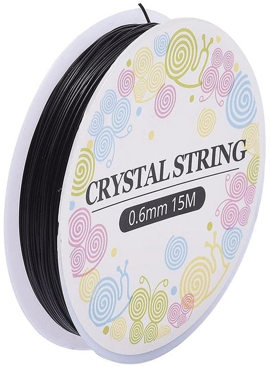 Cavo di cristallo elastico - Corda di tensione - Nero - Corda resistente - 10 rotoli - Ideale per la creazione di gioielli