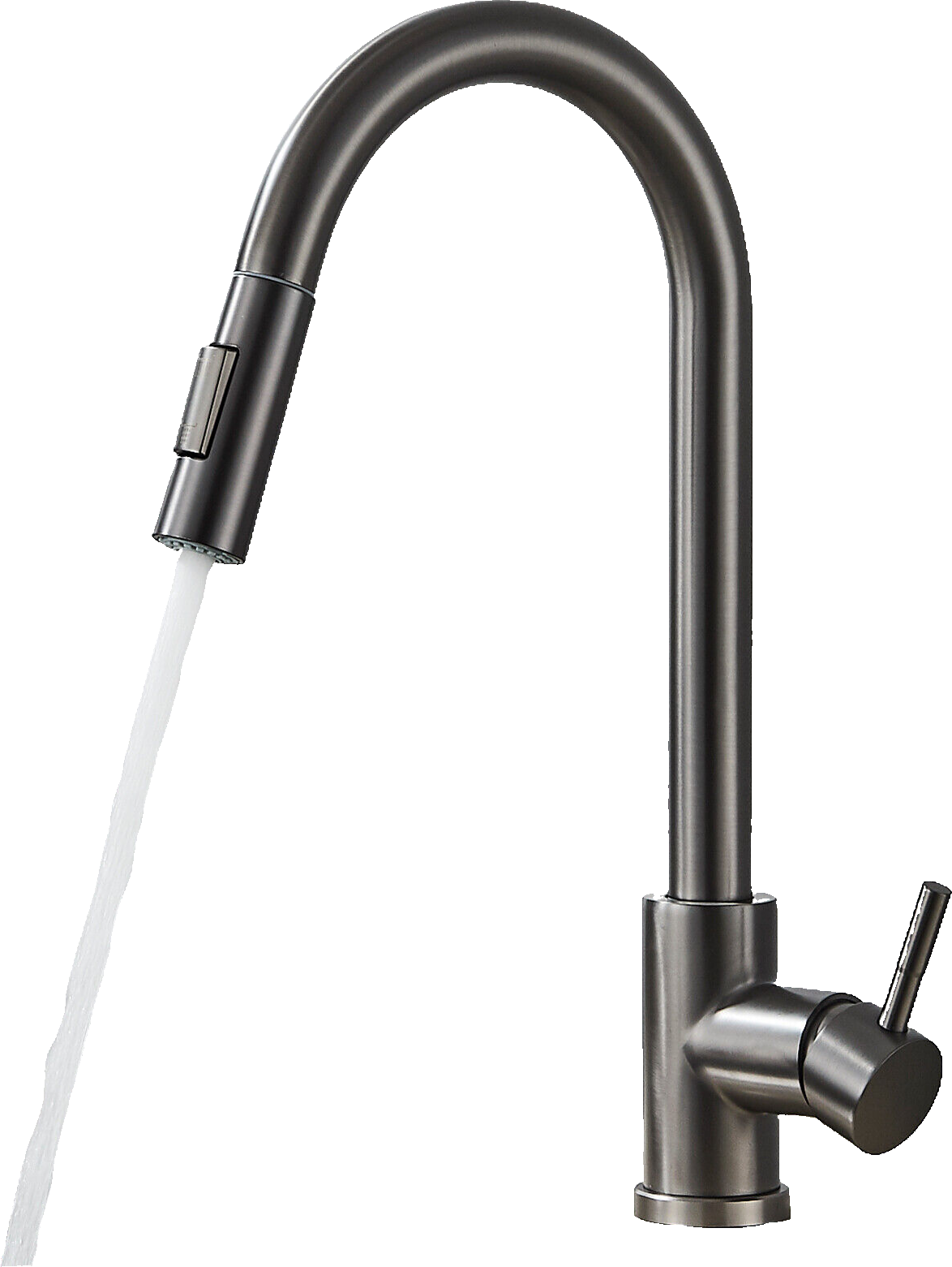 JANA | Rubinetto da cucina estensibile Premium in acciaio inox grigio titanio miscelatore arco alto | alta pressione ruotabile a 360° 2 attacchi